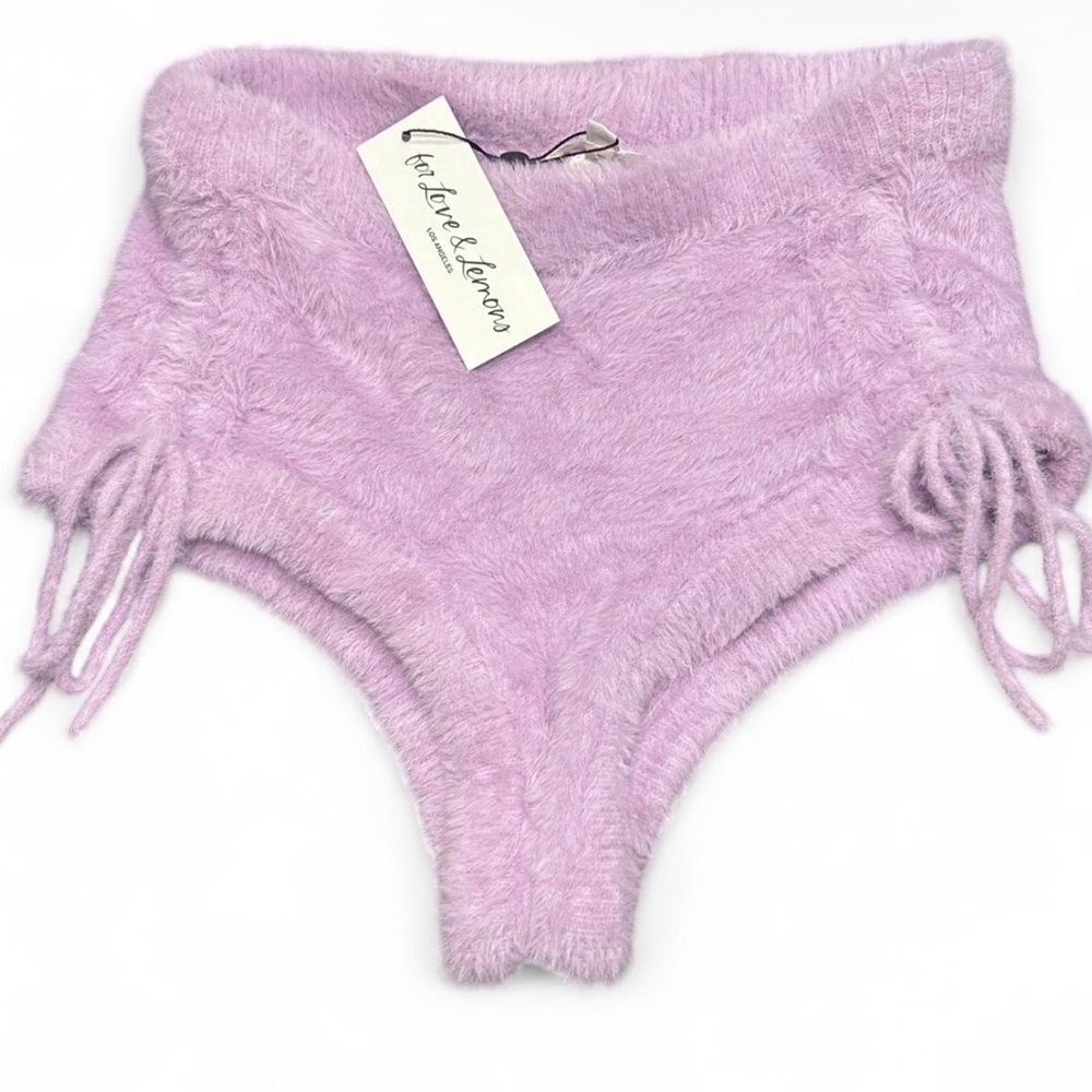 For Love & Lemons Fuzzy High-Waist Knit bootie short